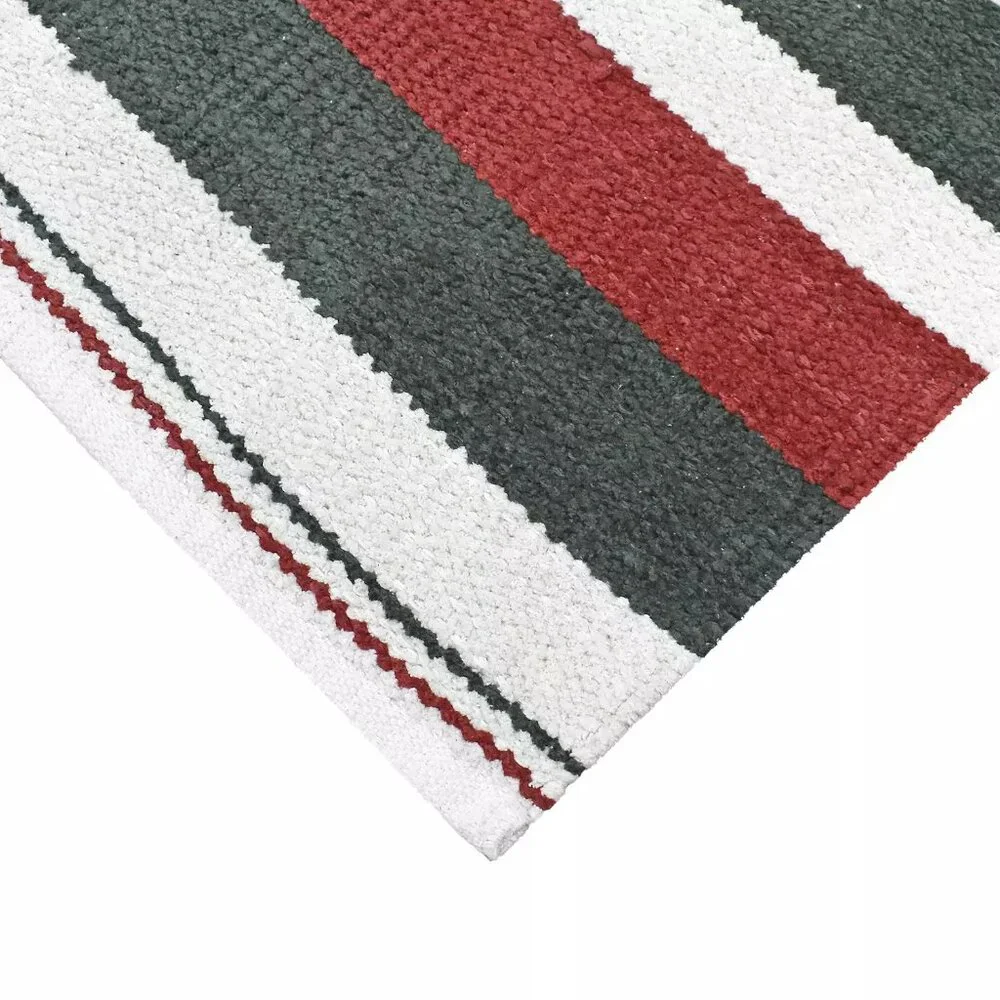 St. Nicholas Square Woven Holiday Plaid Throw Rug, Green Stripe, 24